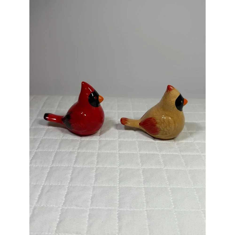 Hallmark Cardinal Bird Salt & Pepper Shakers Ceramic Red & Female Pair Set